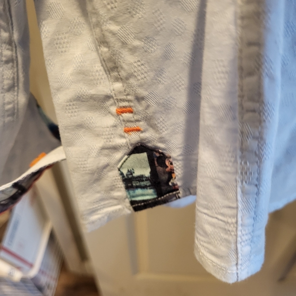 Au Noir Men’s Light Blue Long Sleeve Button Up Flip Cuff Shirt Size 5 (XL) - Picture 8 of 11